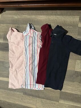 Multiples Kids Polo & Button-Up Shirt Lot - Pink, Striped, Burgundy, Navy